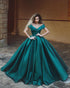 Fashion 2018 Satin Ball Gown Evening Dresses with Cap Sleeves Elegant Formal Dress Evening Gown